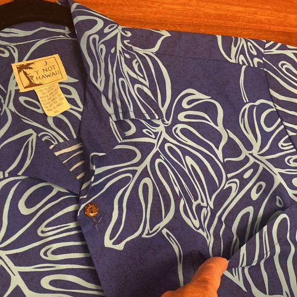 HAWAII Mens XL - NWOT Beautiful Blue & Teal Retro Button Down Shirt - Picture 9 of 10